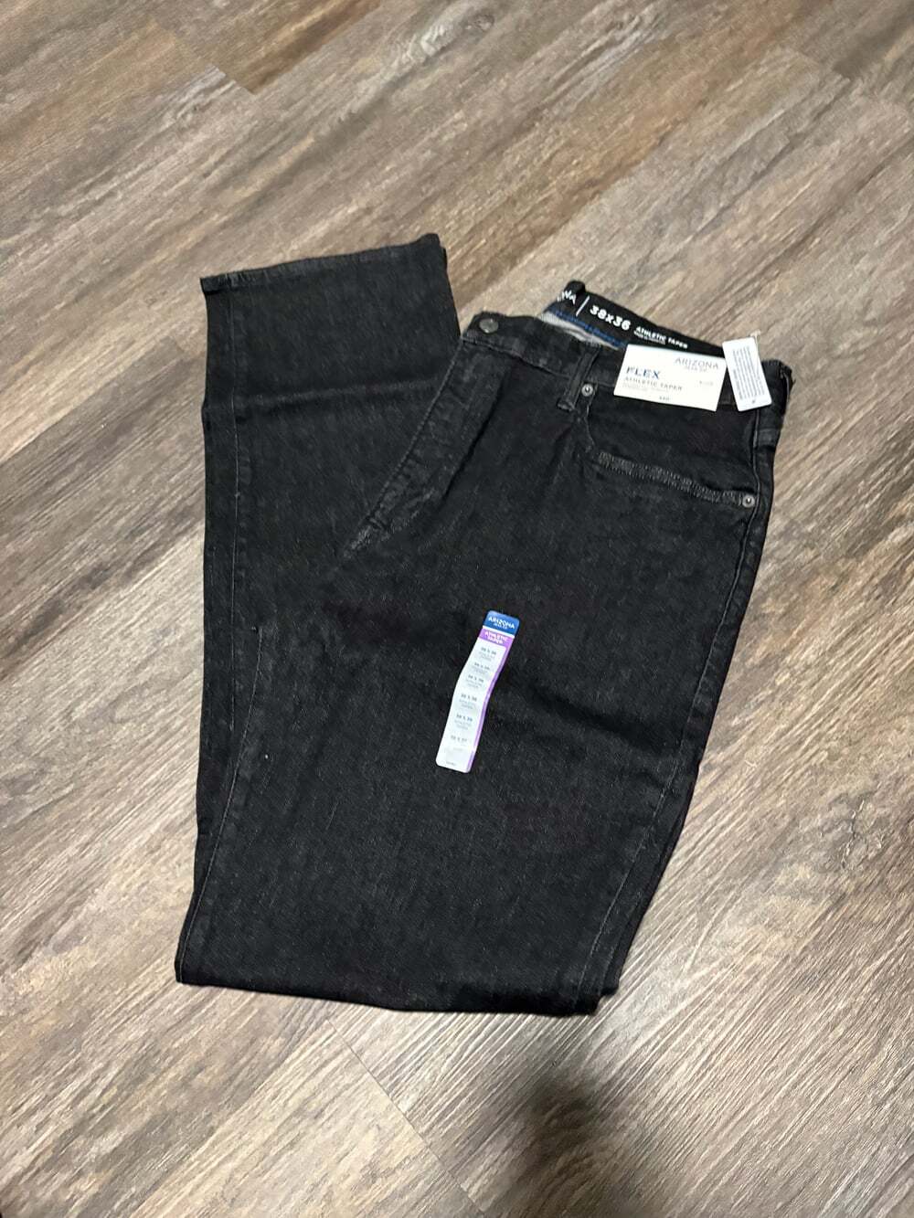 Men's Arizona Flex Athletic Taper Black Rinse Denim Jeans sz 38x36  NWT